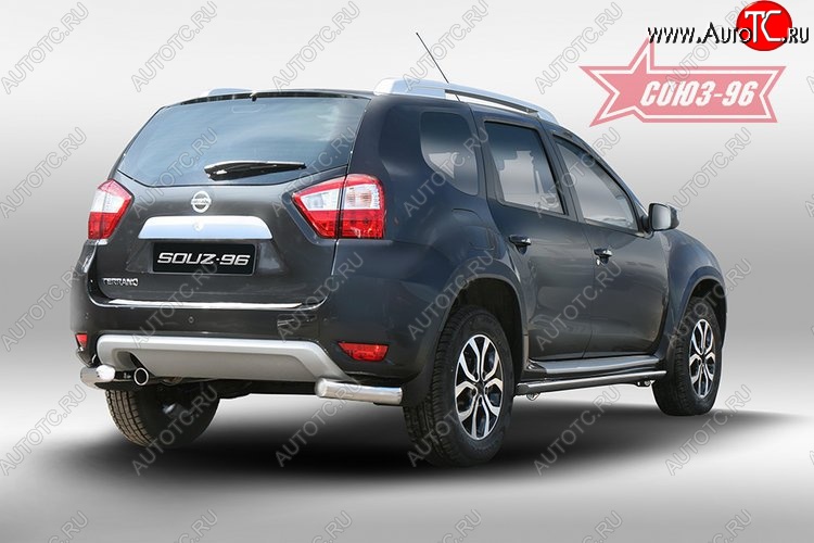 11 789 р. Защита заднего бампера из боковых уголков Souz-96 (d76)  Nissan Terrano  D10 (2013-2022) дорестайлинг, рестайлинг  с доставкой в г. Кемерово
