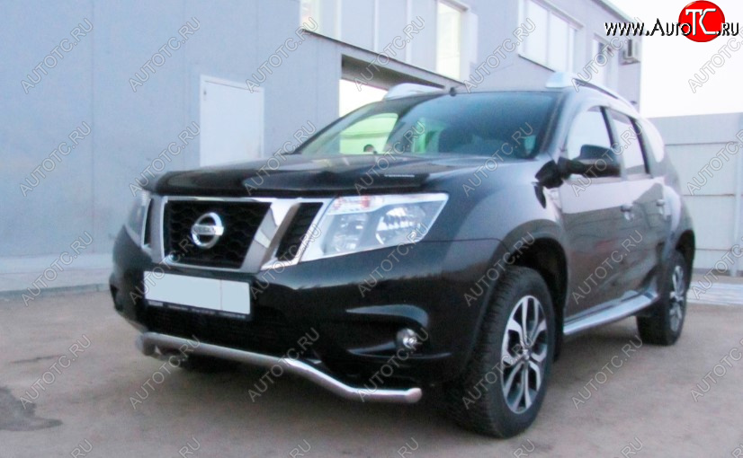 10 449 р. Защита переднего бампера Slitkoff (Ø 57, волна)  Nissan Terrano  D10 (2013-2022) дорестайлинг, рестайлинг (Нержавеющая сталь)  с доставкой в г. Кемерово