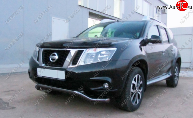 7 299 р. Защита переднего бампера Slitkoff (Ø 57, волна). Nissan Terrano D10 дорестайлинг (2013-2016) (Сталь с полимерным покрытием. Цвет: черный)  с доставкой в г. Кемерово