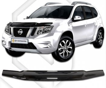 2 199 р. Дефлектор капота CA-Plastiс  Nissan Terrano  D10 (2013-2022) дорестайлинг, рестайлинг (Classic черный, Без надписи)  с доставкой в г. Кемерово. Увеличить фотографию 1