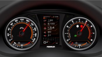 Приборная панель Ferrum GF 890 PH2 (подсветка оранжевый и голубой) Nissan Terrano  D10 (2013-2016), Renault Duster  HS (2015-2021), Renault Logan  2 (2014-2025), Renault Logan Stepway (2018-2025), Renault Sandero  (B8) (2014-2018), Renault Sandero Stepway  (B8) (2014-2018)