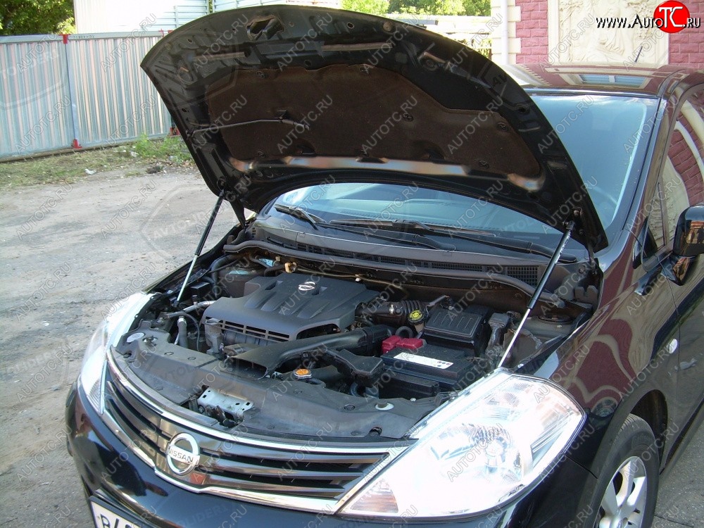 2 049 р. Упоры капота Russtal Nissan Tiida 1 седан C11 рестайлинг (2010-2014) (2 штуки)  с доставкой в г. Кемерово