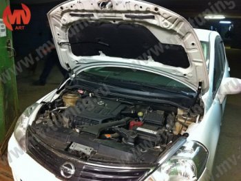 Упор капота MV-Tuning (двойной) Nissan Tiida  1 хэтчбэк (2004-2007) C11 дорестайлинг, Япония