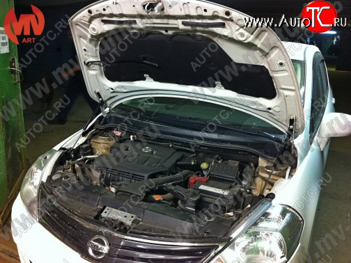 4 099 р. Упор капота MV-Tuning (двойной)  Nissan Tiida  1 хэтчбэк (2004-2007) C11 дорестайлинг, Япония  с доставкой в г. Кемерово