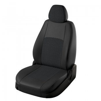 Чехлы для сидений Lord Autofashion Турин (экокожа, жаккард) Nissan Tiida 1 седан C11 рестайлинг (2010-2014) (Чёрный, вставка жаккард Вега)