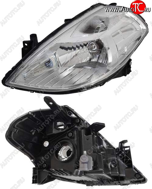5 849 р. Правая фара SAT (цельная решетка) Nissan Tiida 1 хэтчбэк C11 дорестайлинг, Япония (2004-2007)  с доставкой в г. Кемерово