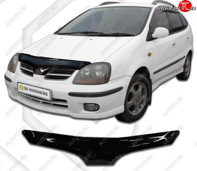 2 159 р. Дефлектор капота CA-Plastic  Nissan Tino (1998-2003) V10 доресталийнг (Classic черный, Без надписи)  с доставкой в г. Кемерово