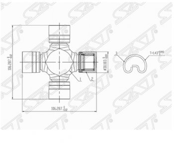 Крестовина карданного вала SAT INFINITI QX56 JA60 дорестайлинг (2004-2007)