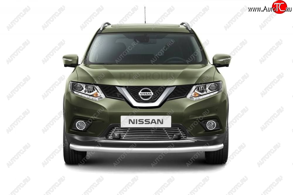 3 099 р. Накладка на решетку переднего бампера Petroil Tuning  Nissan X-trail  3 T32 (2013-2018) дорестайлинг (С парктроником)  с доставкой в г. Кемерово