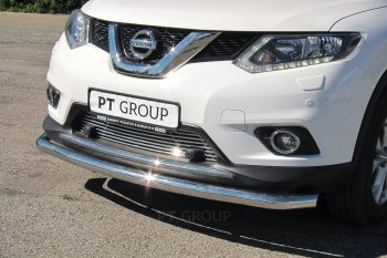 3 099 р. Накладка на решетку переднего бампера Petroil Tuning  Nissan X-trail  3 T32 (2013-2018) дорестайлинг (С парктроником)  с доставкой в г. Кемерово. Увеличить фотографию 4