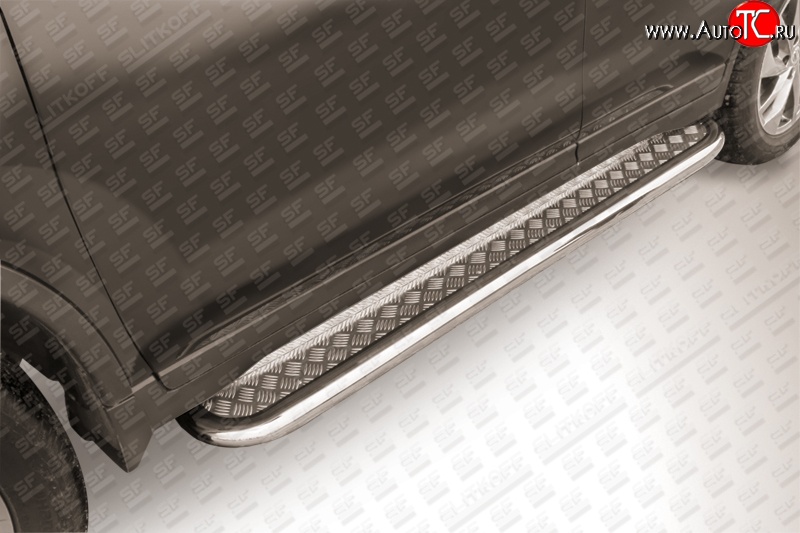 15 349 р. Широкая защита порогов Slitkoff  Nissan X-trail  3 T32 (2013-2018) дорестайлинг (Цвет: нержавеющая полированная сталь)  с доставкой в г. Кемерово
