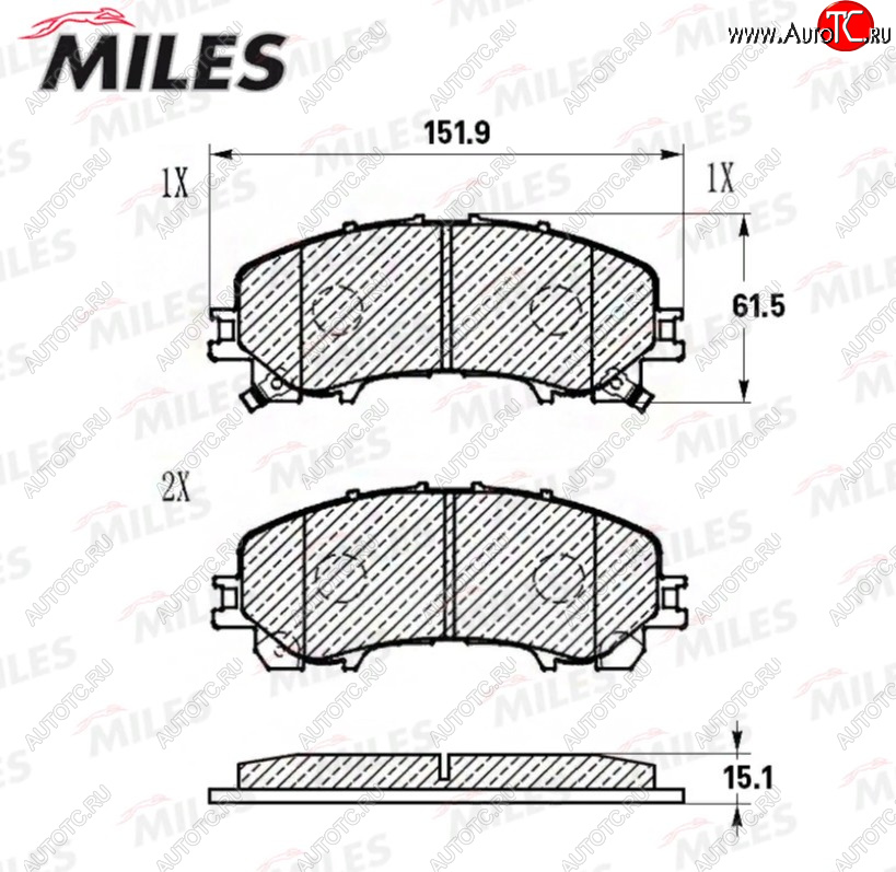 1 849 р. Комплект передних тормозных колодок (керамика) MILES Renault Koleos 2 (2016-2025)  с доставкой в г. Кемерово