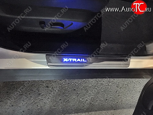 4 399 р. Накладка порога двери нерж. Nissan X-Trail 2014+ Nissan X-trail 3 T32 дорестайлинг (2013-2018)  с доставкой в г. Кемерово