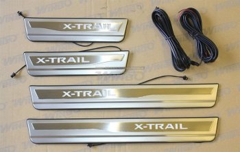 4 399 р. Накладка порога двери нерж. Nissan X-Trail 2014+ Nissan X-trail 3 T32 дорестайлинг (2013-2018)  с доставкой в г. Кемерово. Увеличить фотографию 2