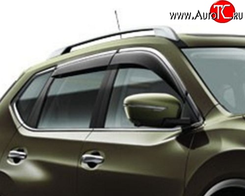 2 499 р. Комплект дефлекторов окон SkyLine (хром молдинг) Nissan X-trail 3 T32 рестайлинг (2017-2022)  с доставкой в г. Кемерово