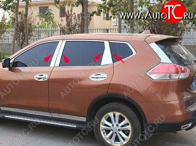 5 349 р. Центральные накладки на стойки дверей СТ Nissan X-trail 3 T32 рестайлинг (2017-2022) (Неокрашенные)  с доставкой в г. Кемерово
