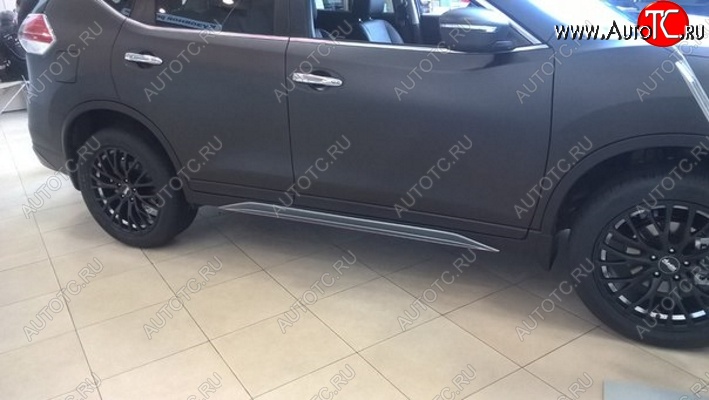 7 949 р. Пластиковые порожки АвтоКрат Nissan X-trail 3 T32 рестайлинг (2017-2022) (Неокрашенные)  с доставкой в г. Кемерово
