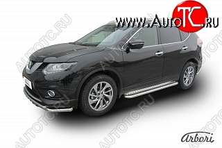 14 579 р. Защита штатных порогов с листом Arbori (нержавейка, алюминий, d57) Nissan X-trail 3 T32 рестайлинг (2017-2022)  с доставкой в г. Кемерово