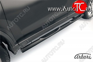 7 703 р. Защита штатных порогов Arbori (с проступью, черная, d76 mm). Nissan X-trail 3 T32 рестайлинг (2017-2022)  с доставкой в г. Кемерово