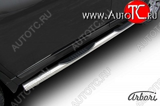 14 579 р. Защита штатных порогов Arbori (с проступью, нержавейка, d76 mm). Nissan X-trail 3 T32 рестайлинг (2017-2022)  с доставкой в г. Кемерово