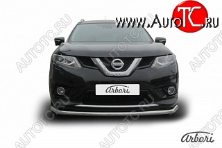 15 549 р. Защита переднего бампера Arbori (нержавейка, 1 труба d57 mm).  Nissan X-trail  3 T32 (2013-2018) дорестайлинг  с доставкой в г. Кемерово