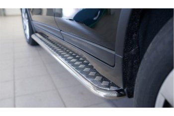 Защита порогов из круглой трубы диаметром 42 мм SLITKOFF v2 Nissan X-trail  3 T32 (2017-2022) рестайлинг