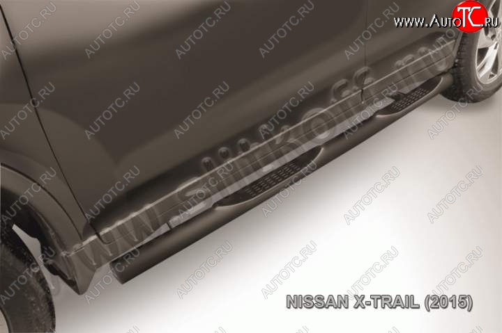 12 399 р. Защита порогов Slitkoff  Nissan X-trail  3 T32 (2017-2022) рестайлинг (Цвет: серебристый)  с доставкой в г. Кемерово