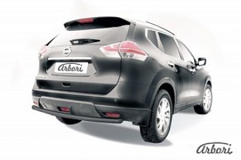 5 669 р. Защита заднего бампера Arbori (черная, 1 труба d57 mm).  Nissan X-trail  3 T32 (2017-2022) рестайлинг  с доставкой в г. Кемерово. Увеличить фотографию 1