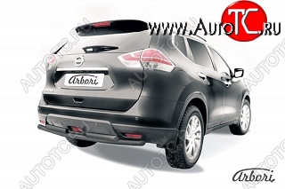 13 999 р. Защита заднего бампера Arbori (черная, 2 трубы d57 и 57 mm).  Nissan X-trail  3 T32 (2017-2022) рестайлинг  с доставкой в г. Кемерово