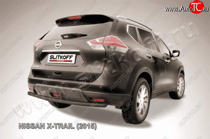7 599 р. Защита задняя Slitkoff  Nissan X-trail  3 T32 (2017-2022) рестайлинг (Цвет: серебристый)  с доставкой в г. Кемерово