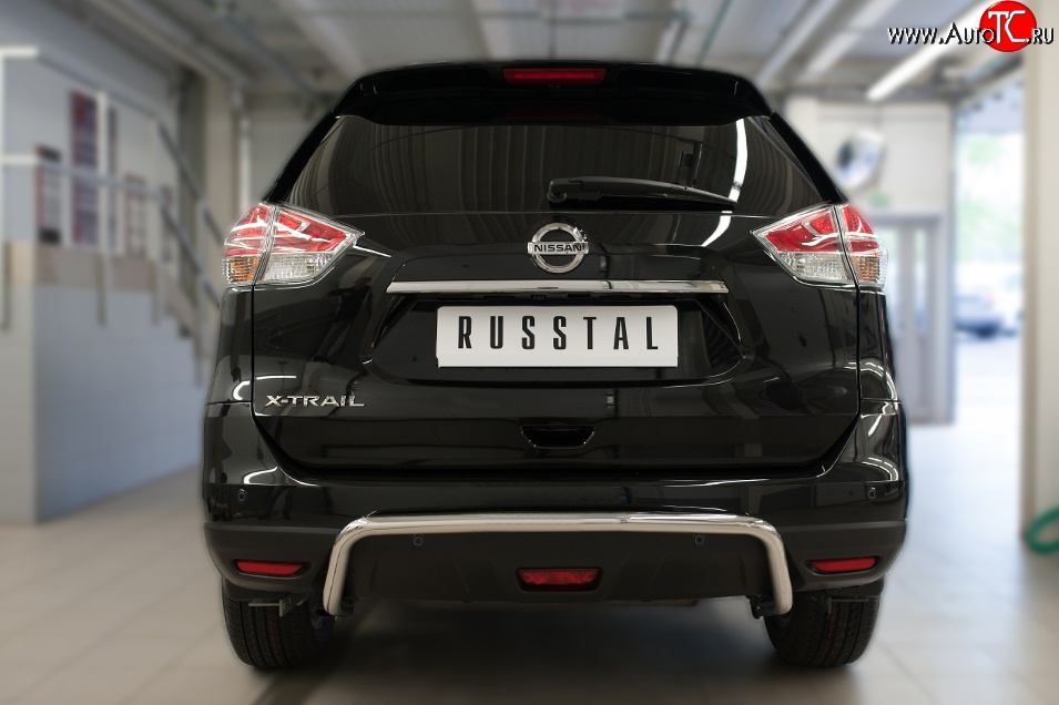 14 849 р. Защита заднего бампера (Ø42 мм волна, нержавейка) SLITKOFF Nissan X-trail 3 T32 рестайлинг (2017-2022)  с доставкой в г. Кемерово