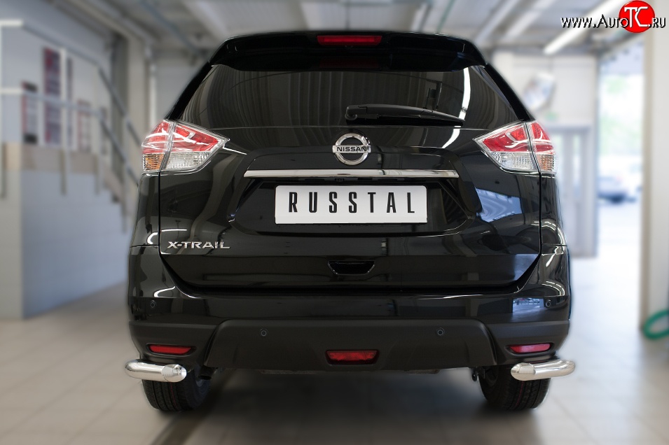 13 999 р. Защита заднего бампера (Ø63 мм уголки, нержавейка) SLITKOFF  Nissan X-trail  3 T32 (2017-2022) рестайлинг  с доставкой в г. Кемерово