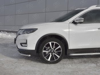 13 749 р. Защита переднего бампера (Ø42 мм, нержавейка) SLITKOFF  Nissan X-trail  3 T32 (2013-2018) дорестайлинг  с доставкой в г. Кемерово. Увеличить фотографию 3