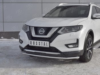 13 749 р. Защита переднего бампера (Ø42 мм, нержавейка) SLITKOFF  Nissan X-trail  3 T32 (2013-2018) дорестайлинг  с доставкой в г. Кемерово. Увеличить фотографию 4