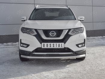 14 349 р. Защита переднего бампера (Ø63 мм, нержавейка) SLITKOFF  Nissan X-trail  3 T32 (2013-2018) дорестайлинг  с доставкой в г. Кемерово. Увеличить фотографию 1