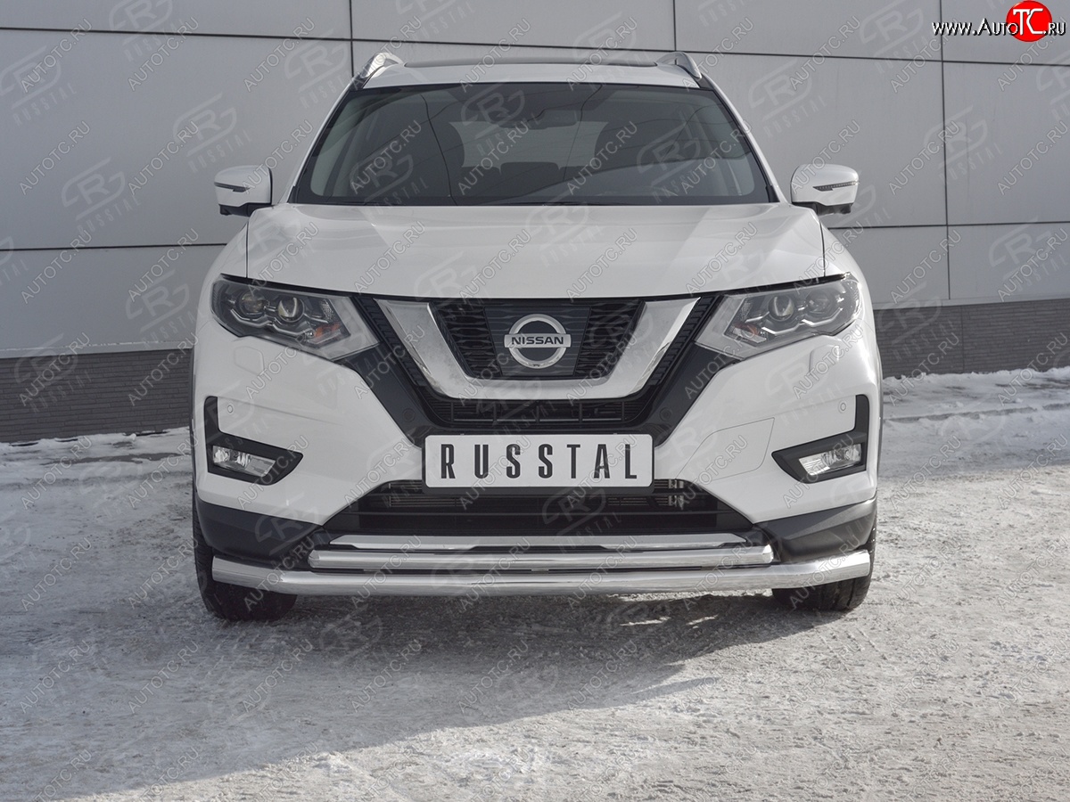 17 949 р. Защита переднего бампера (Ø63 и 42 мм)  Nissan X-trail  3 T32 (2013-2018) дорестайлинг  с доставкой в г. Кемерово