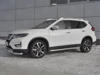 22 599 р. Защита переднего бампера (Ø63 мм с клыками, нержавейка) SLITKOFF  Nissan X-trail  3 T32 (2013-2018) дорестайлинг  с доставкой в г. Кемерово. Увеличить фотографию 2