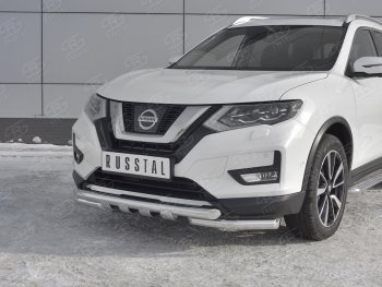 22 599 р. Защита переднего бампера (Ø63 мм с клыками, нержавейка) SLITKOFF  Nissan X-trail  3 T32 (2013-2018) дорестайлинг  с доставкой в г. Кемерово. Увеличить фотографию 4