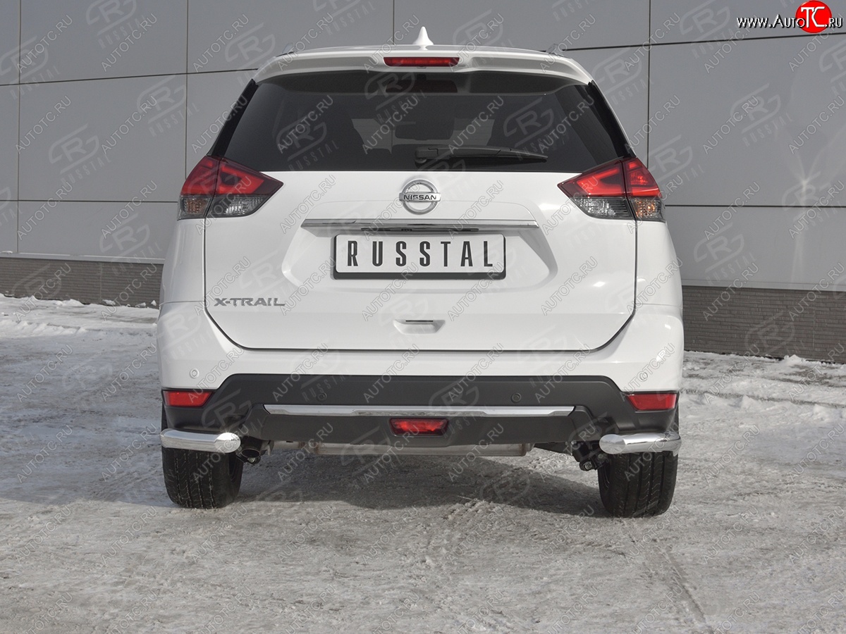 15 249 р. Защита заднего бампера (Ø63 мм уголки, нержавейка) SLITKOFF  Nissan X-trail  3 T32 (2017-2022) рестайлинг  с доставкой в г. Кемерово