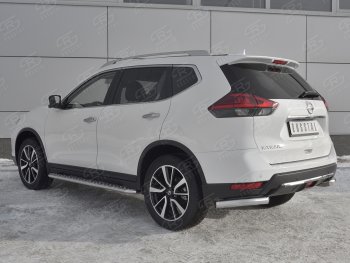 15 249 р. Защита заднего бампера (Ø63 мм уголки, нержавейка) SLITKOFF  Nissan X-trail  3 T32 (2017-2022) рестайлинг  с доставкой в г. Кемерово. Увеличить фотографию 2