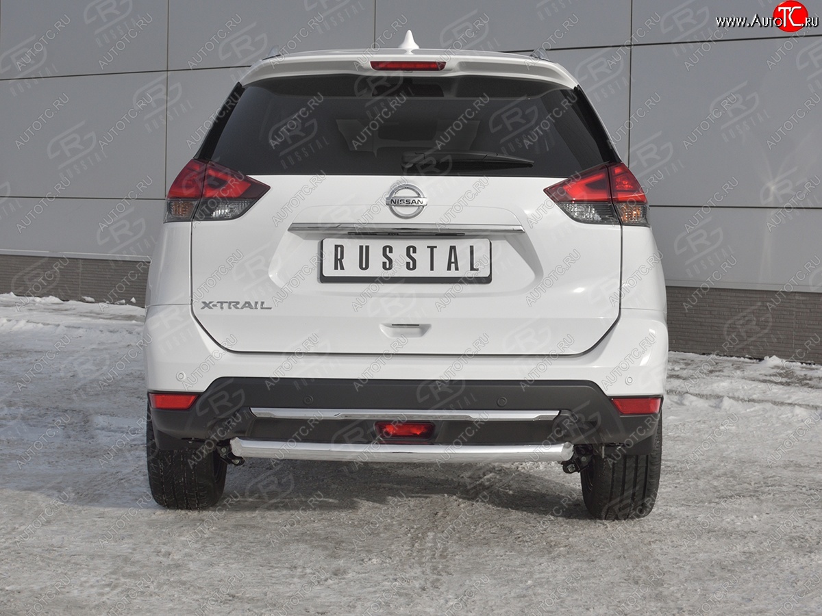 13 999 р. Защита заднего бампера (Ø63 мм, нержавейка) SLITKOFF  Nissan X-trail  3 T32 (2017-2022) рестайлинг  с доставкой в г. Кемерово