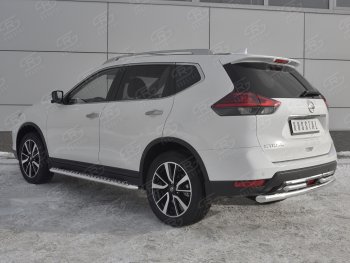 16 599 р. Защита заднего бампера (Ø63 и 42 мм , нержавейка) RUSSTAL  Nissan X-trail  3 T32 (2017-2022) рестайлинг  с доставкой в г. Кемерово. Увеличить фотографию 2