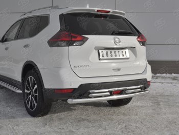 16 599 р. Защита заднего бампера (Ø63 и 42 мм , нержавейка) RUSSTAL  Nissan X-trail  3 T32 (2017-2022) рестайлинг  с доставкой в г. Кемерово. Увеличить фотографию 4