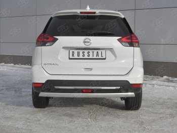 11 999 р. Защита заднего бампера (Ø75x42 мм, нержавейка) Russtal Nissan X-trail 3 T32 рестайлинг (2017-2022)  с доставкой в г. Кемерово. Увеличить фотографию 1