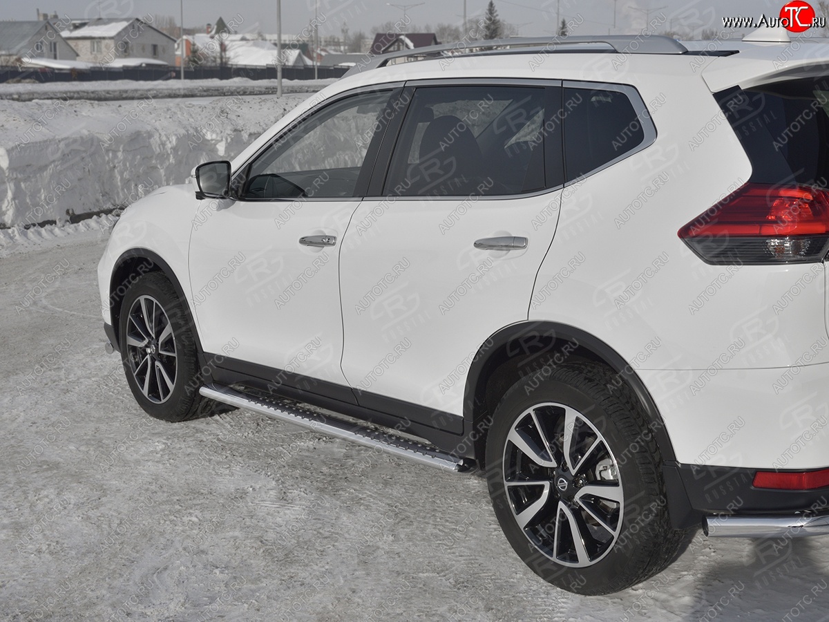 19 399 р. Защита порогов (Ø120x60 мм, нержавейка) Russtal Nissan X-trail 3 T32 рестайлинг (2017-2022)  с доставкой в г. Кемерово