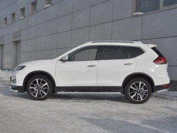19 399 р. Защита порогов (Ø120x60 мм, нержавейка) Russtal Nissan X-trail 3 T32 рестайлинг (2017-2022)  с доставкой в г. Кемерово. Увеличить фотографию 2