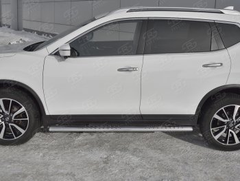 19 399 р. Защита порогов (Ø120x60 мм, нержавейка) Russtal Nissan X-trail 3 T32 рестайлинг (2017-2022)  с доставкой в г. Кемерово. Увеличить фотографию 3