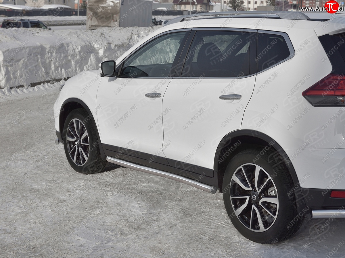 19 999 р. Защита порогов (Ø63 мм, нержавейка) SLITKOFF  Nissan X-trail  3 T32 (2017-2022) рестайлинг (Вариант 3)  с доставкой в г. Кемерово