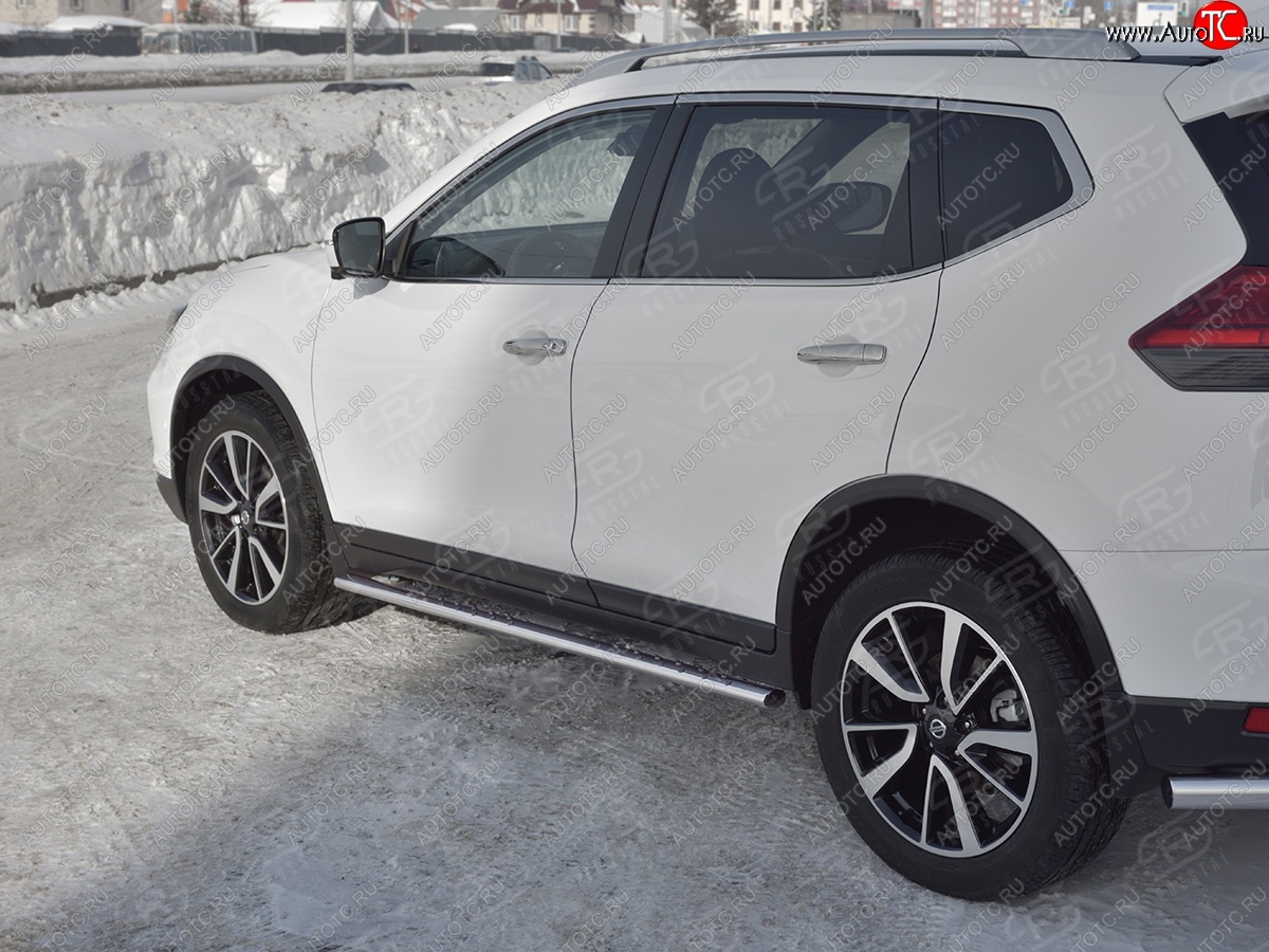 16 649 р. Защита порогов (Ø75x42 мм с проступью) Russtal Nissan X-trail 3 T32 рестайлинг (2017-2022)  с доставкой в г. Кемерово