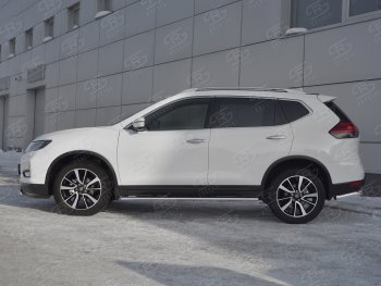 16 649 р. Защита порогов (Ø75x42 мм с проступью) Russtal Nissan X-trail 3 T32 рестайлинг (2017-2022)  с доставкой в г. Кемерово. Увеличить фотографию 2